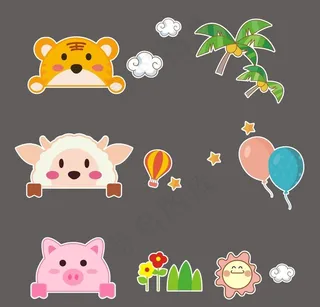 幼儿园 可爱 卡通 动物头像 图片