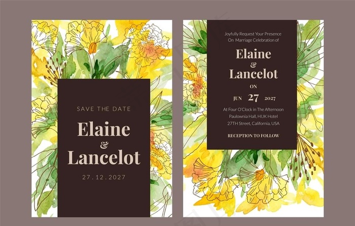 手绘婚礼邀请函图片