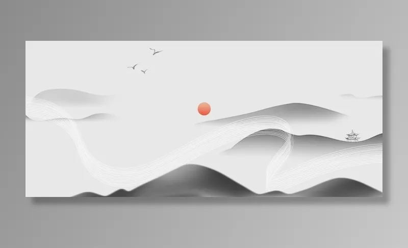 水墨山水图片(1920x900)psd模版下载