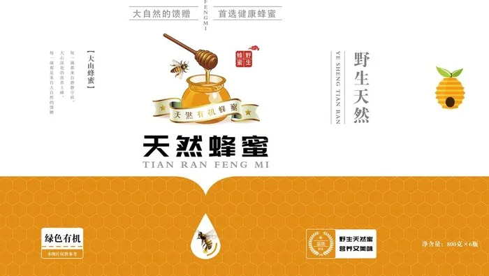 天然蜂蜜礼盒包装展开图图片ai矢量模版下载