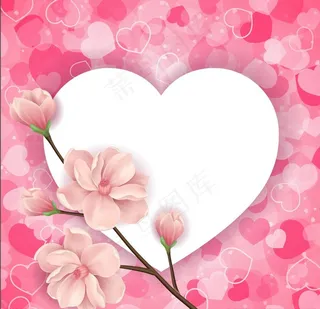粉红色渐变爱心花朵背景矢量素材图片