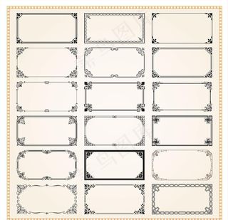 多款长方形简约复古花纹边框图片
