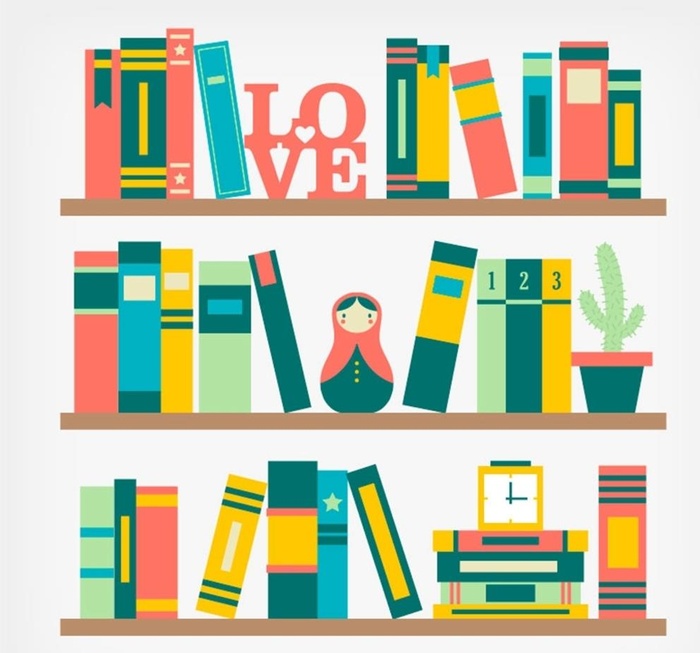 彩色书架矢量图片