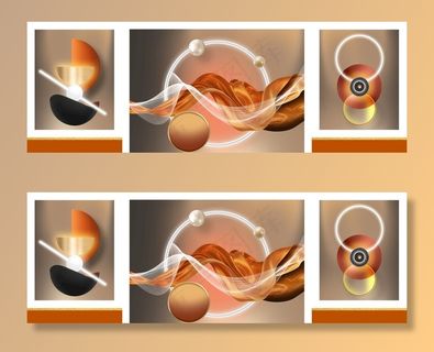 抽象飘带立体几何三联装饰画图片