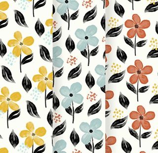 手绘水彩花图案矢量图片