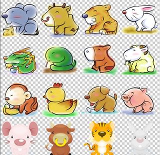 卡通12生肖透明背景免扣图片
