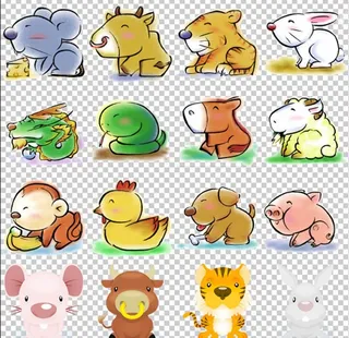 卡通12生肖透明背景免扣图片