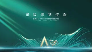珠宝绿色主形象背景板图片
