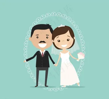卡通新郎和新娘图片