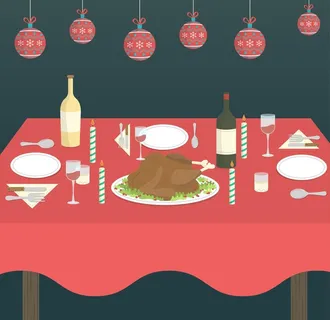 圣诞餐桌插图图片
