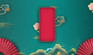 国潮绿色背景图片