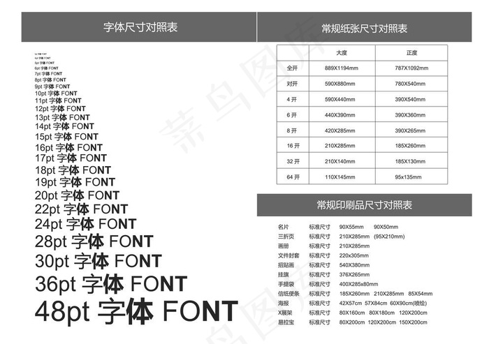 字号对照表图片eps,ai矢量模版下载