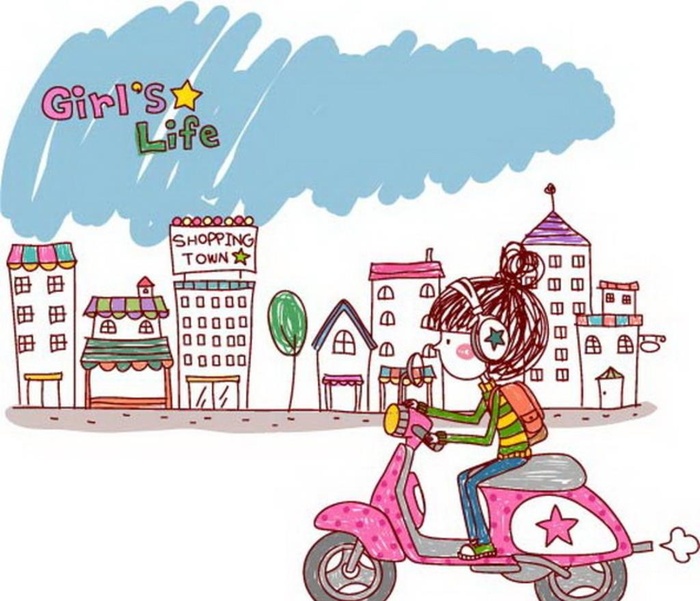 卡通时尚女孩图片