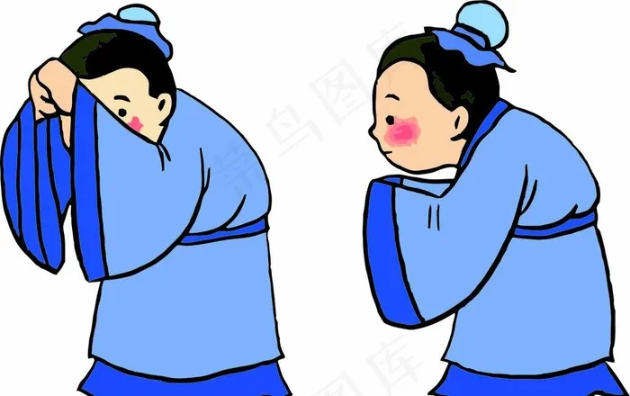 古代卡通小孩运动图片ai矢量模版下载
