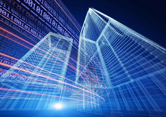 蓝色科技大楼素材图片