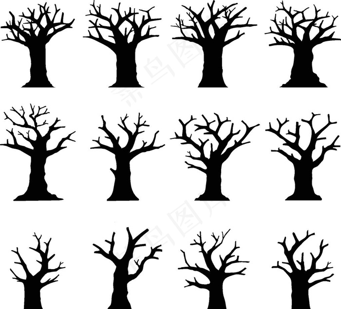 树木剪影图片