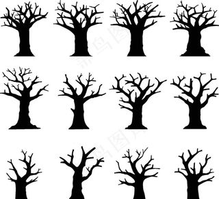 树木剪影图片