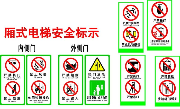 厢式 电梯 安全 标示图片cdr矢量模版下载