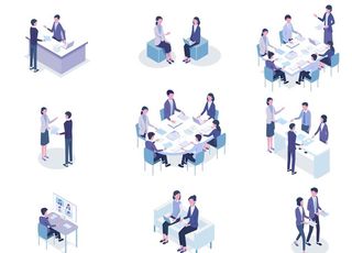 2.5D矢量扁平插画办公图片