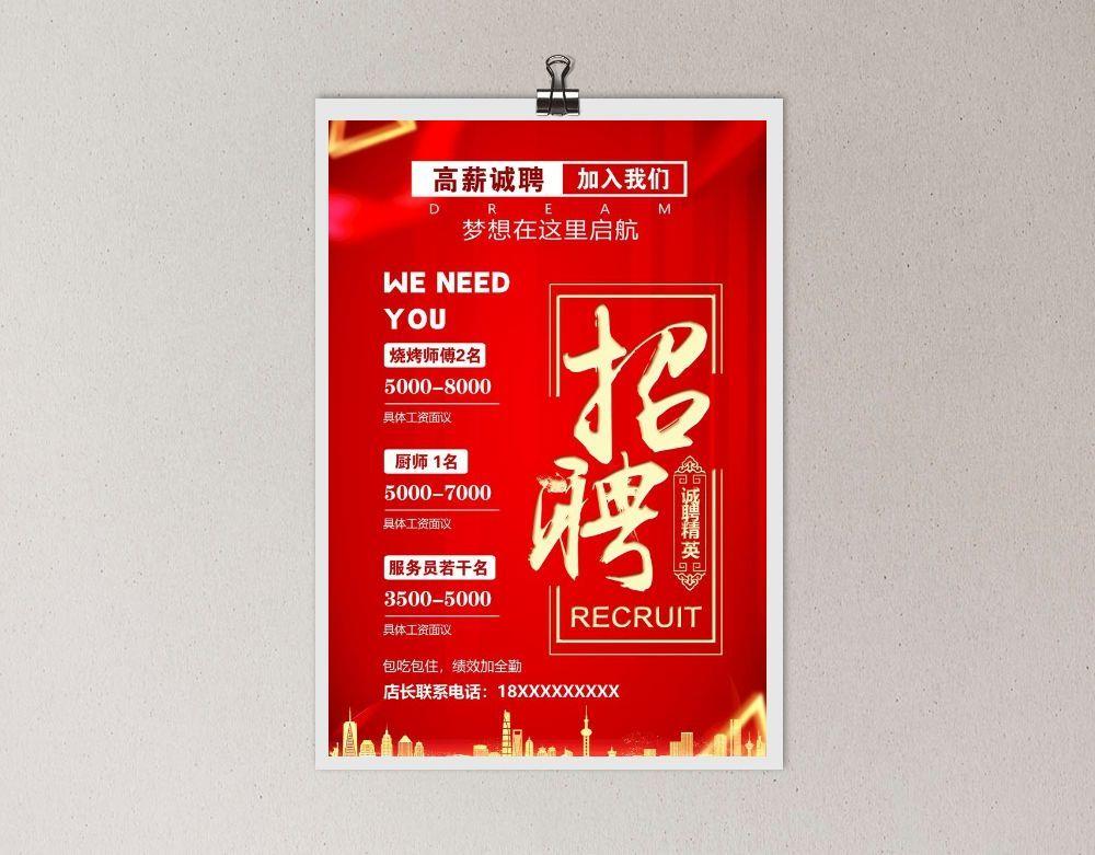 招聘海报图片(4134x6201)psd模版下载