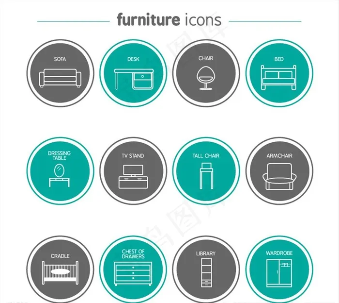 图标  家庭 家具 灯具图片ai矢量模版下载