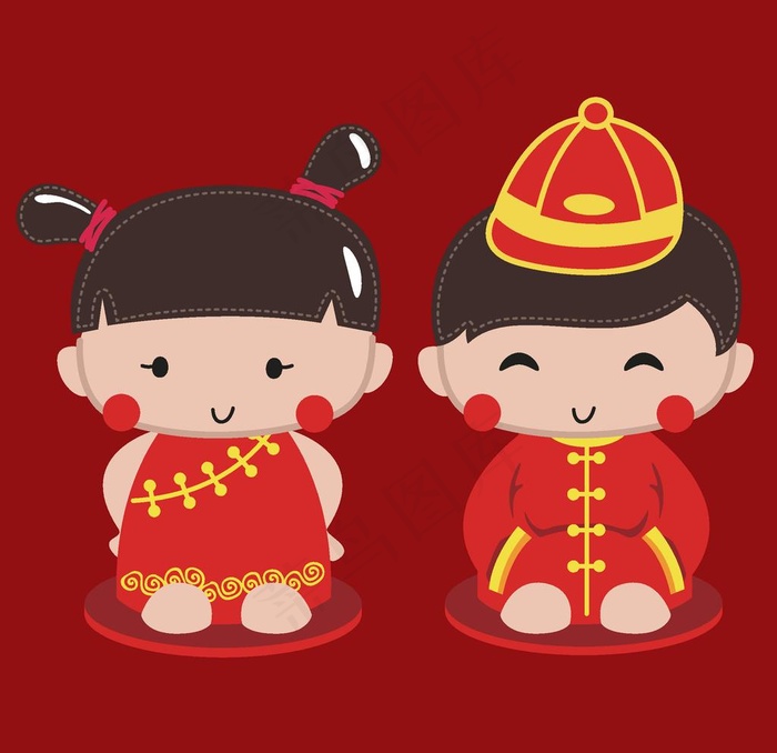婚庆男女卡通形象设计图片eps,ai矢量模版下载