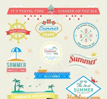 夏日假期标签图片