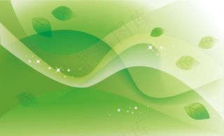 绿色树叶飘舞曲线背景图片