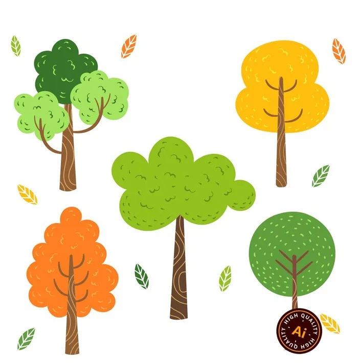 可爱卡通树木图片ai矢量模版下载