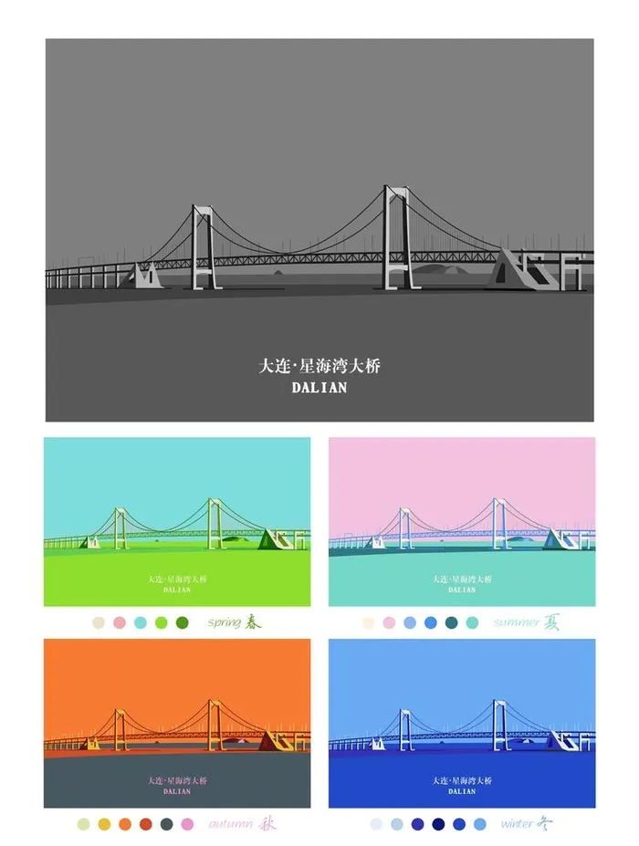 大连星海湾大桥图片ai矢量模版下载