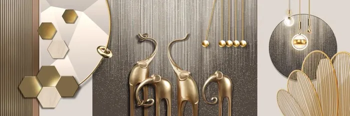 大象几何装饰画图片(10417x3794)psd模版下载