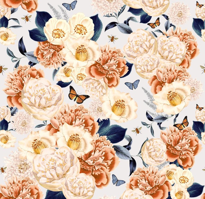 手绘花 大花 蝴蝶图片