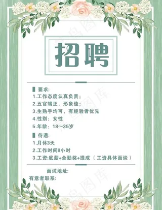 服装店招聘海报图片