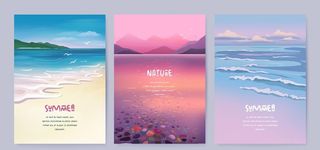 唯美手绘海滩海报图片