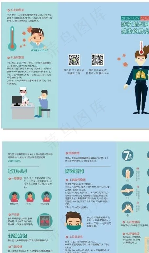 新型冠状病毒感染的肺炎三折页图片cdr矢量模版下载