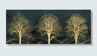 金色发财树装饰画图片