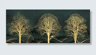 金色发财树装饰画图片