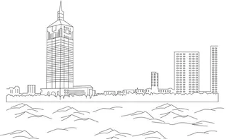 青山湖线稿图片