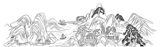 山水线稿图片