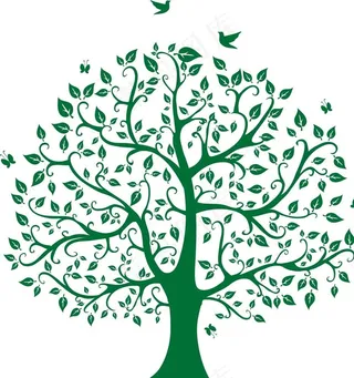 树木剪影 小鸟图片