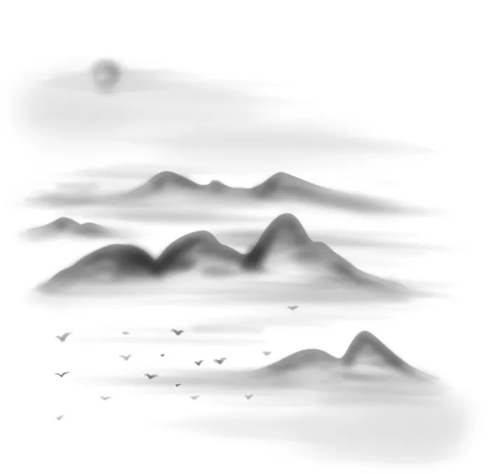 水墨山水元素图片(2000x2000)psd模版下载