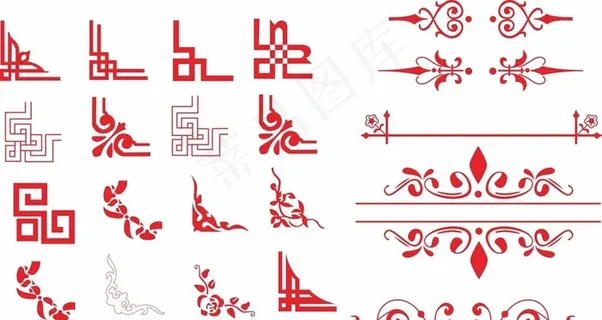 矢量红色花纹边框  精美边框图片