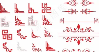 矢量红色花纹边框  精美边框图片