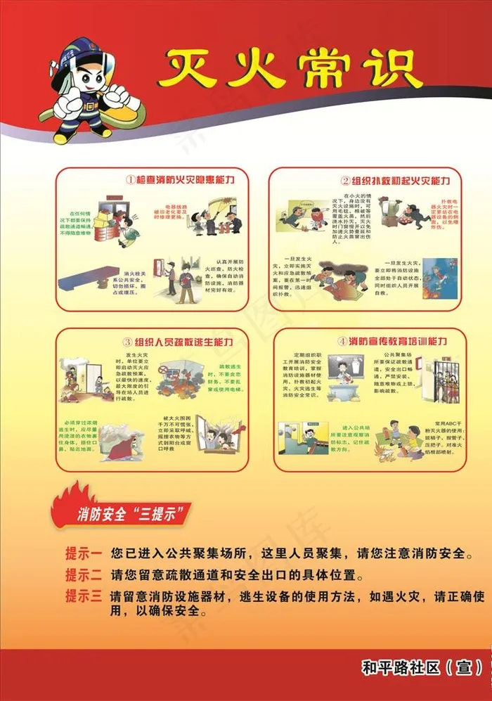 消防安全  灭火常识图片cdr矢量模版下载
