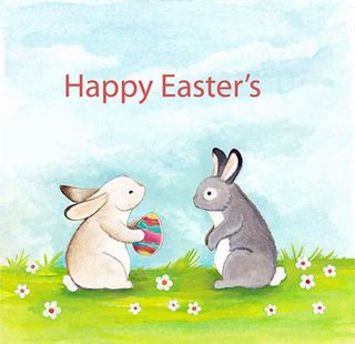 手绘水彩复活节彩蛋兔子图片