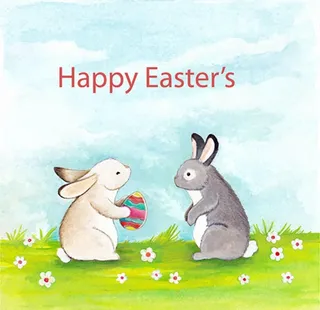 手绘水彩复活节彩蛋兔子图片