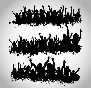 人群狂欢剪影图片