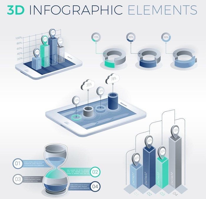 微立体商业信息图表矢量设计素材图片