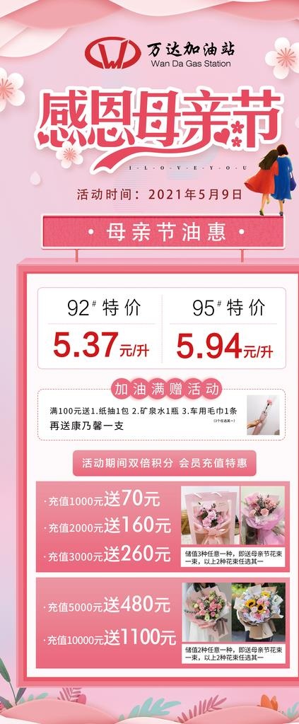 母亲节加油站展架图片(2268x5102)psd模版下载