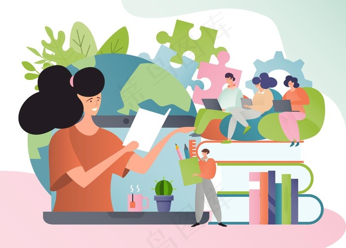 扁平风插画图片